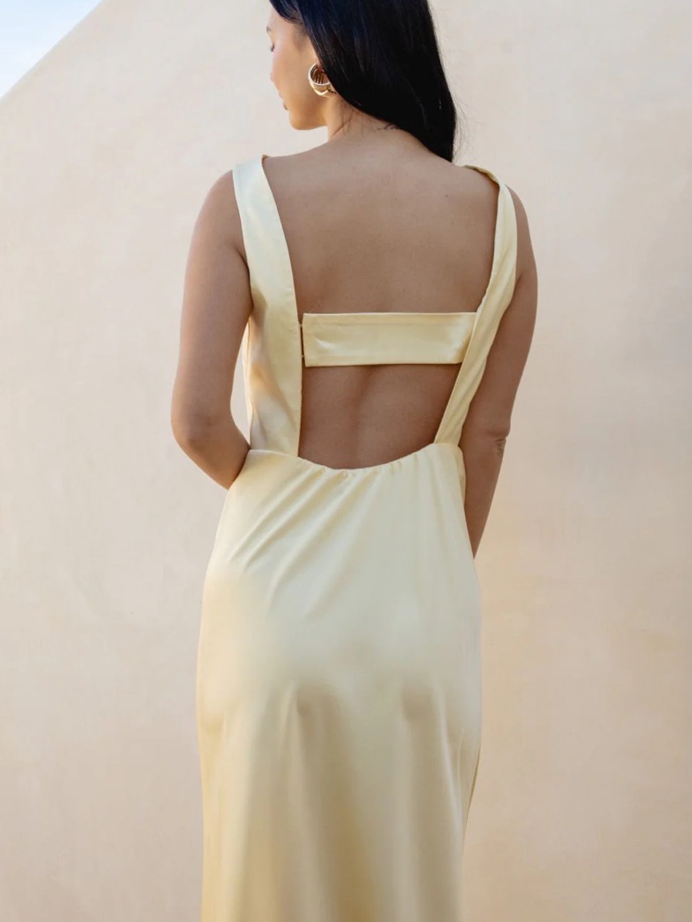 Pale Yellow Luxe Satin Candice Dress